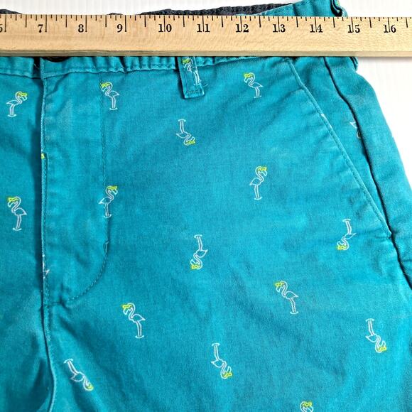 Flamingo Chino Shorts Mens 30x8.5 Teal Stretch Golf Summer Preppy Resort George - Picture 5 of 11